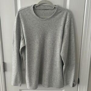 English Laundry Men's L Regular Fit Textured Long Sleeve Crewneck‎ Shirt Gray